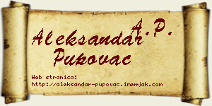 Aleksandar Pupovac vizit kartica